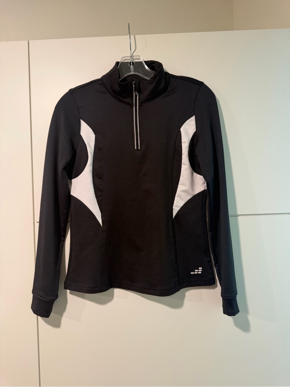 bcg Black and White Long Sleeve Half-Zip Top